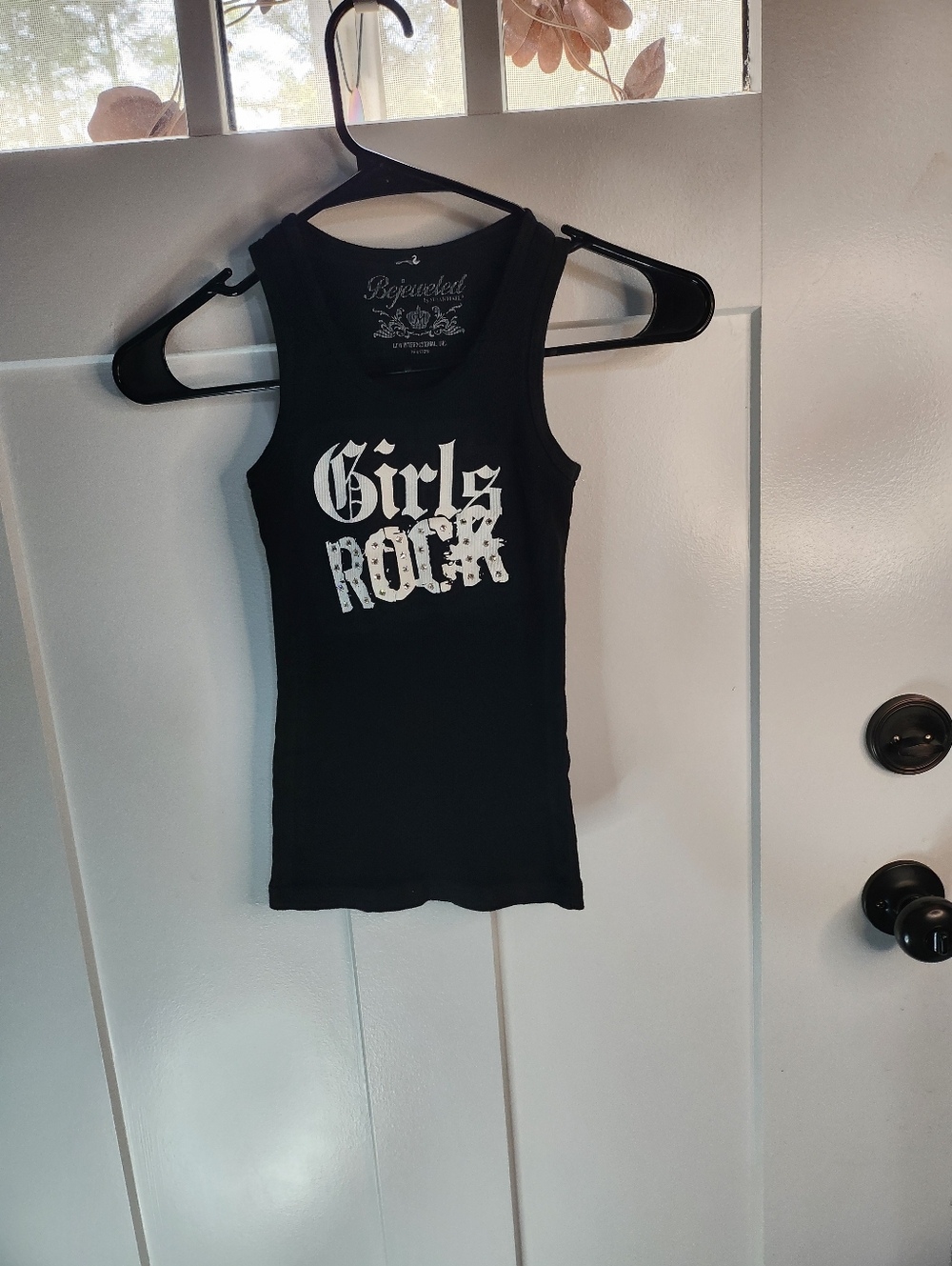 Bejeweled Girls Rock Black Tank Top